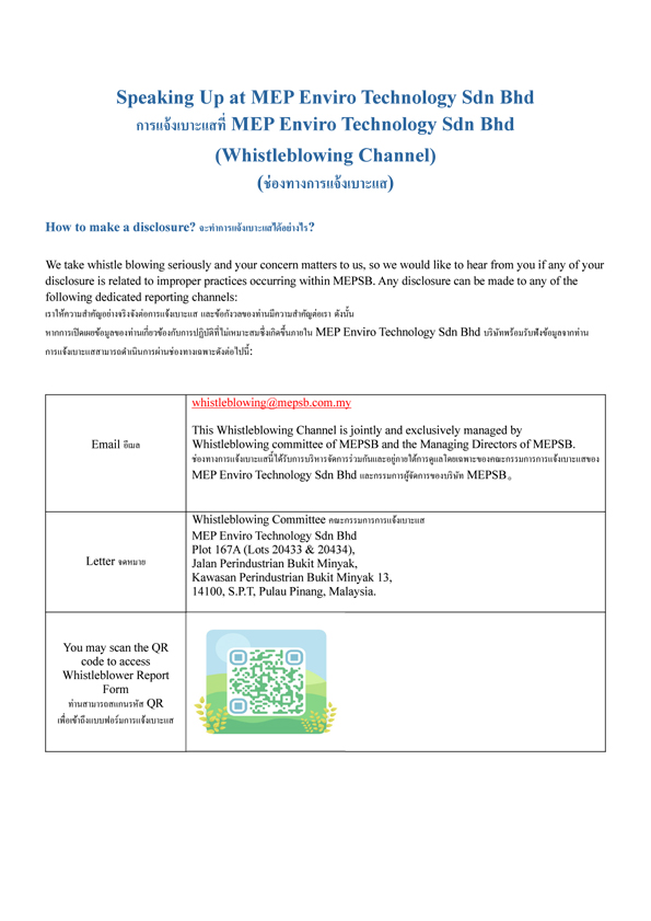 Whistleblowing Channel TH